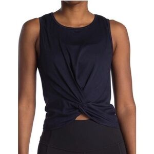 90 Degrees Black Twist Front Crop Athletic Tank Top Exercise Gym Yoga Fitness XL